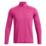 Under Armour Tech 2.0 Half Zip Long Sleeve Golf Top - Astro Pink