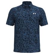 Under Armour Tee To Green Printed Golf Polo Shirt - Midnight Navy/Blue Atlantis/White