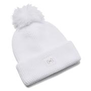 Under Armour Womens ColdGear Infrared Halftime Ribbed Pom Beanie - White