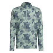 adidas Go-To Print Mens 1/4 Zip Top - Silver/Green