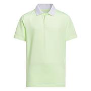 adidas Junior Striped Golf Polo - Green