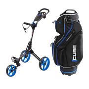 Cube 3-Wheel Golf Push/Pull Trolley + Cart Bag Bundle