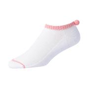 FootJoy Ladies ProDry Pom Pom Golf Socks - White/Pink