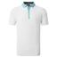 FootJoy Tossed Tulip Trim Pique Golf Polo Shirt - White/Maui Blue - thumbnail image 1