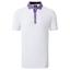 Footjoy Tossed Tulip Trim Pique Golf Polo Shirt - White/Violet - thumbnail image 1