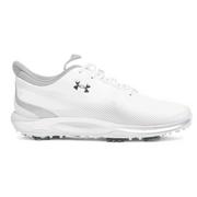 Under Armour UA Drive Fade Wide Golf Shoes - White/White/Metallic Silver