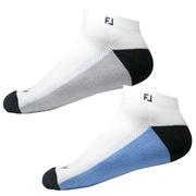 FootJoy ProDry Sport Golf Socks - 2 Pairs - White with Blue & Grey