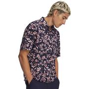Under Armour UA Matchplay Printed Golf Polo Shirt - Midnight Navy/Pink