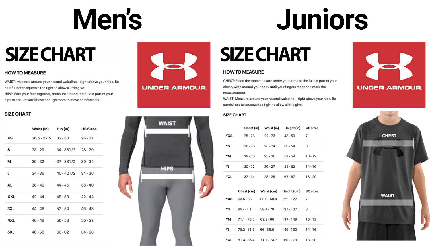 Size Chart for Under Armour Performance Taper Mens Golf Short - Black