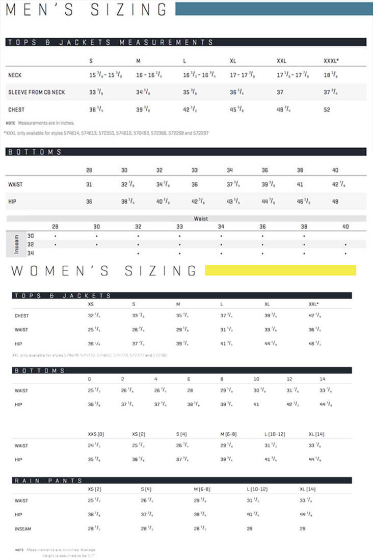 Size Chart for Puma 1/4 Zip Popovers