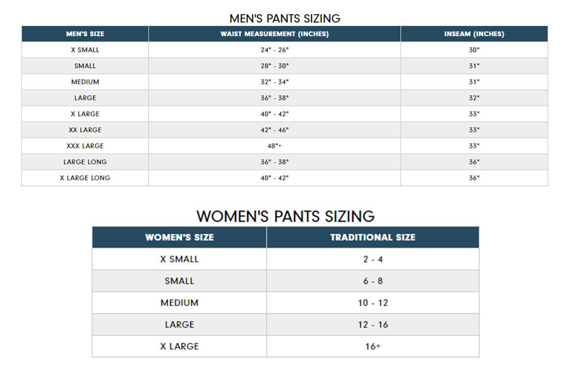 Size Chart for FootJoy Performance Taper Golf Trouser - Black