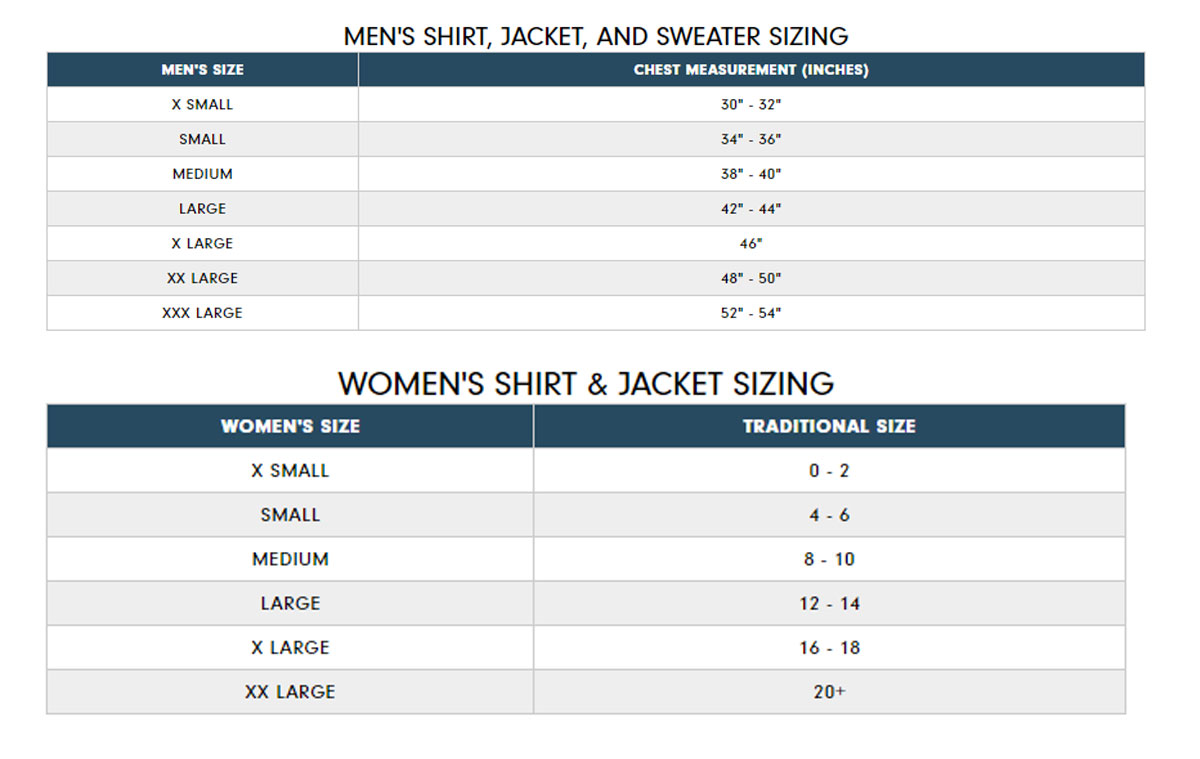 Size Chart for FootJoy Full Zip Knit Vest - Navy