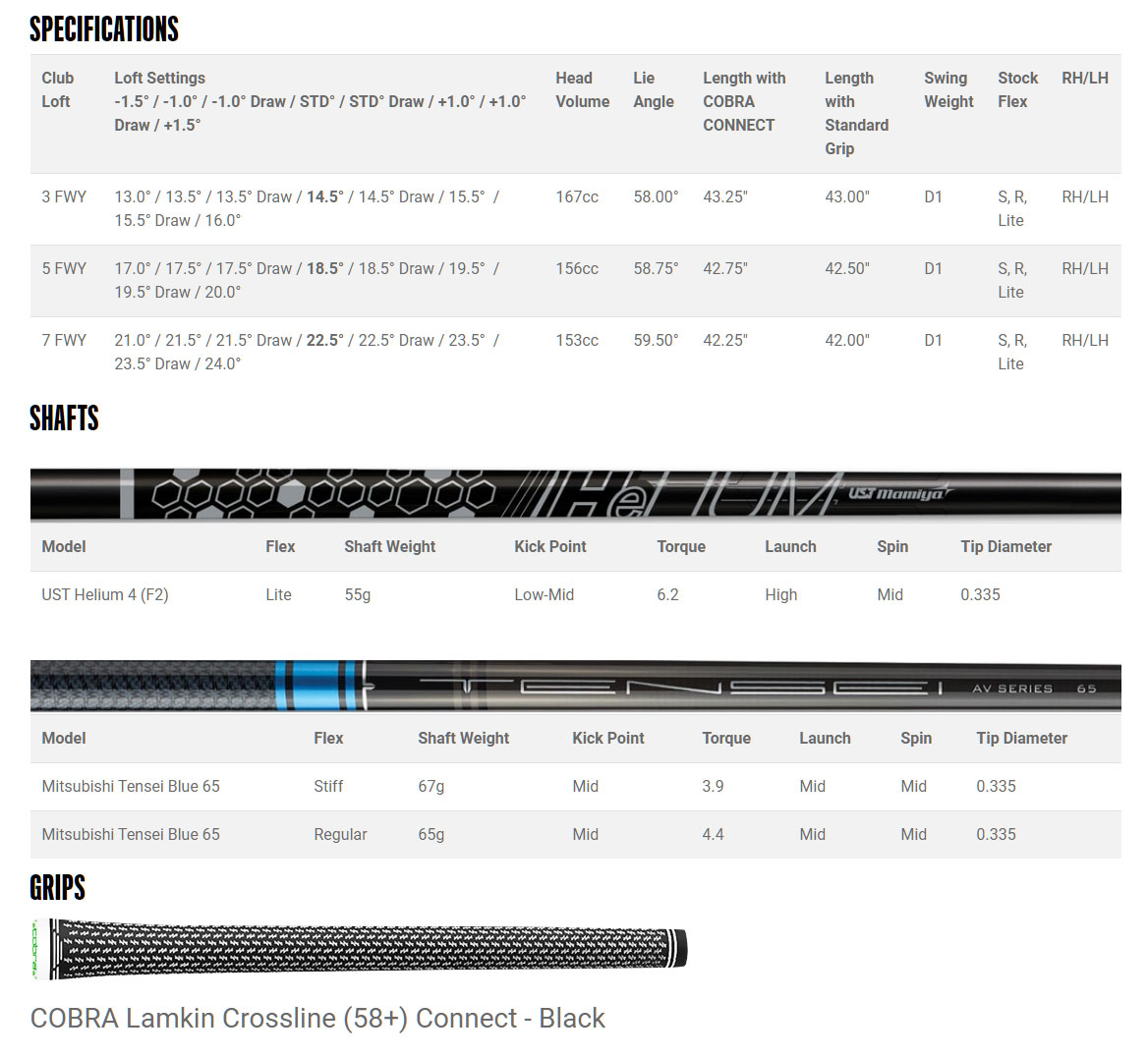 Cobra King SPEEDZONE Golf Fairway Wood Cobra SZ Range